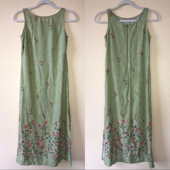 90’s Button Up Chambray Floral Maxi Shirt Dress by Coldwater Creek main image 0